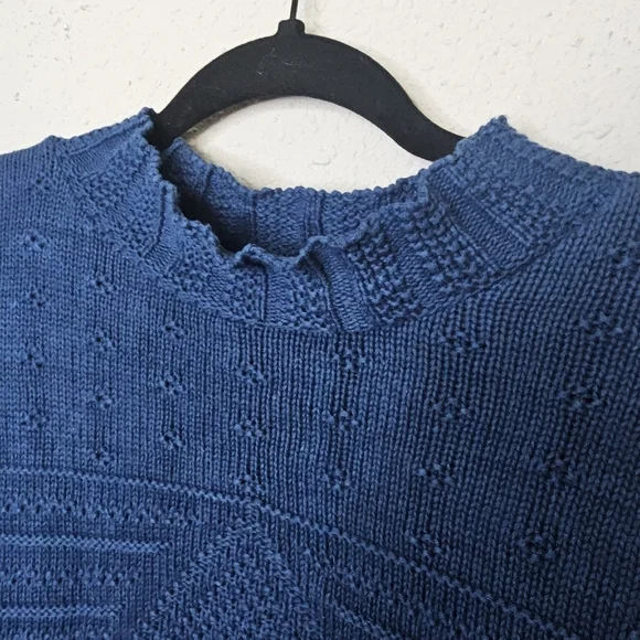 Vtg Bedford Fair Lifestyles Sweater Womens Petite L Blue Knit Pullover‎ Textured - Picture 6 of 10